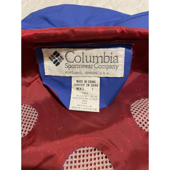 *SOLD* Vintage Style Vented Columbia Rain Jacket Blue Coat - Mens S/M - Picture 5 of 9